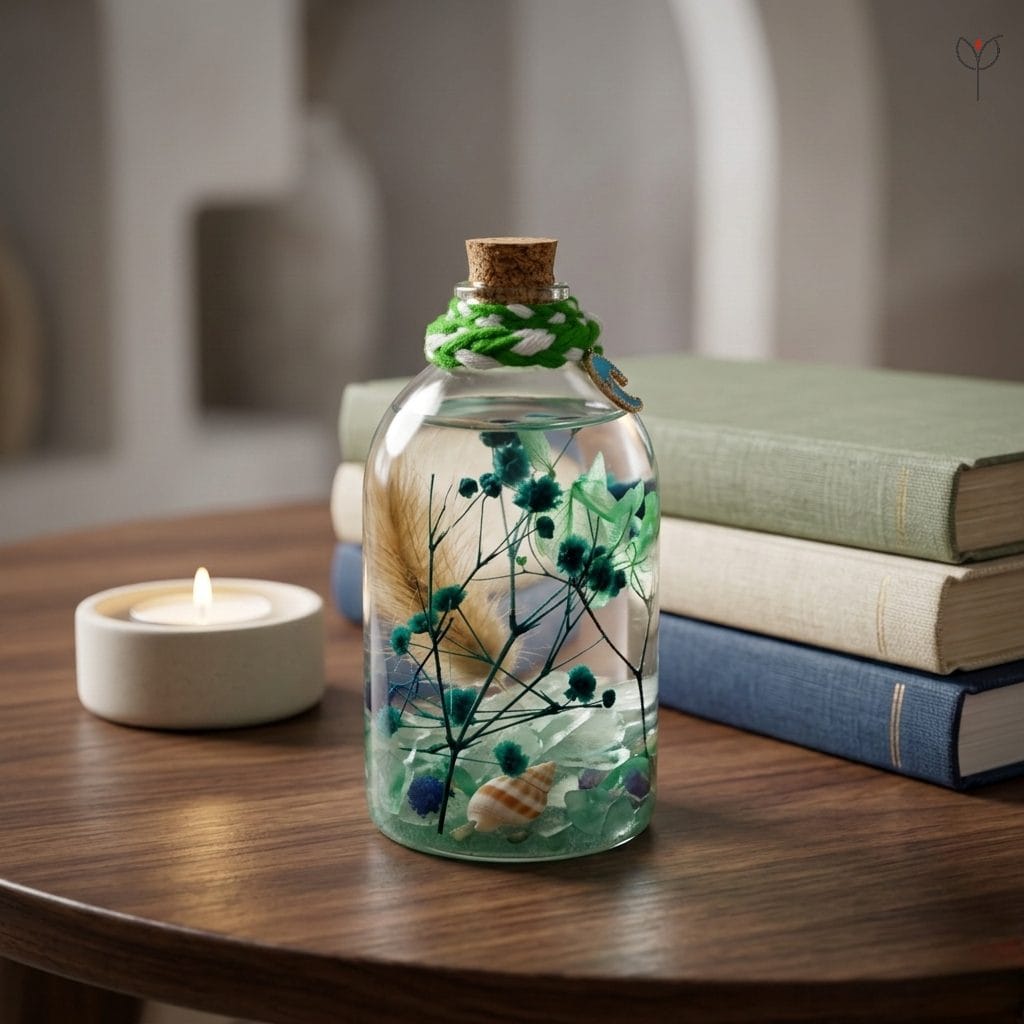 green-sea-glass-garden Green Sea Glass Garden preserved flower glass bottle decor