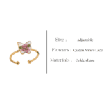 Handcrafted Flower Fly Resin Ring showing a butterfly motif