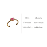 Handcrafted Tiny Love Flower Ring with real flower gold finish