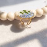 Handcrafted resin ring with real forget me not