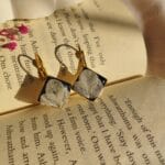 Ivory hydrangea earrings with real white flower