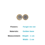 Small blue flower resin earrings with golden base