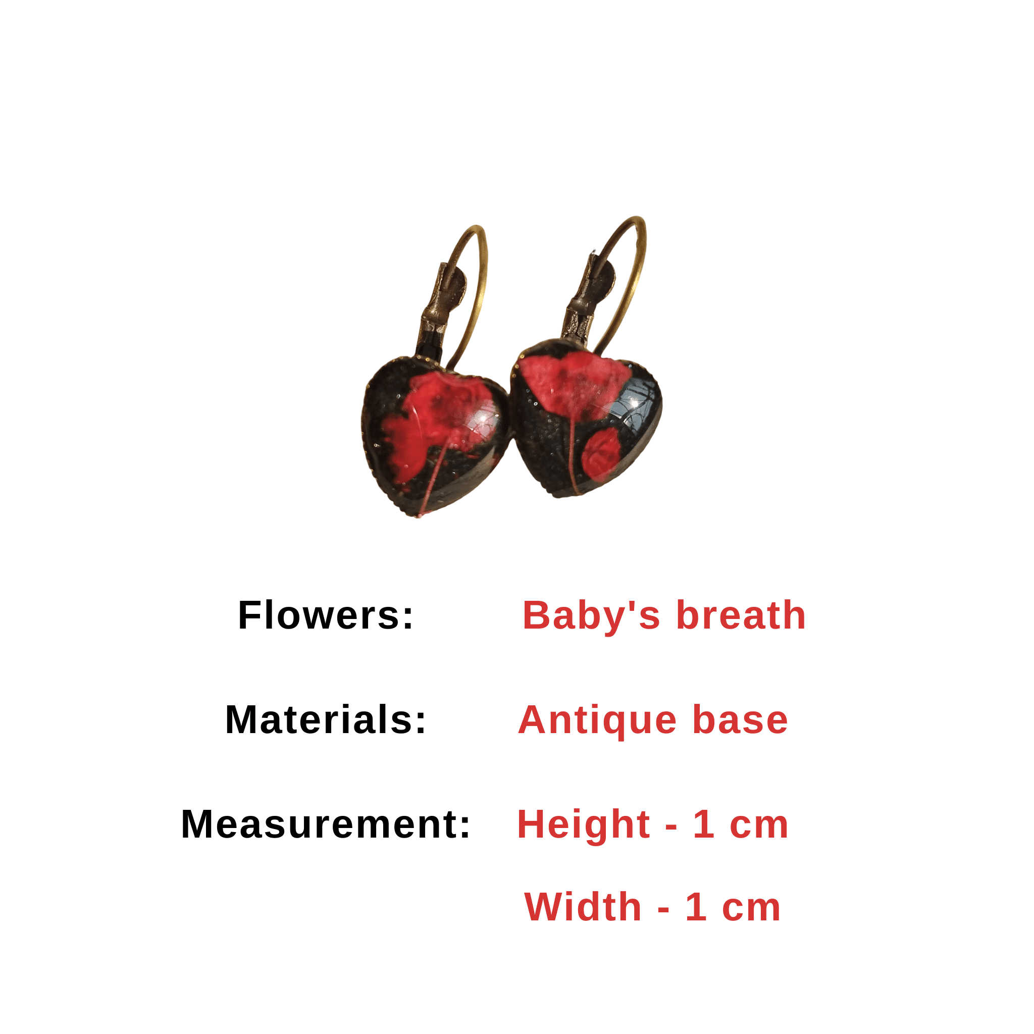 MystikFalls black heart resin earrings