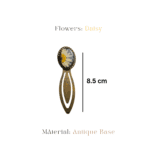 Antique bronze clip bookmark with real white daisy