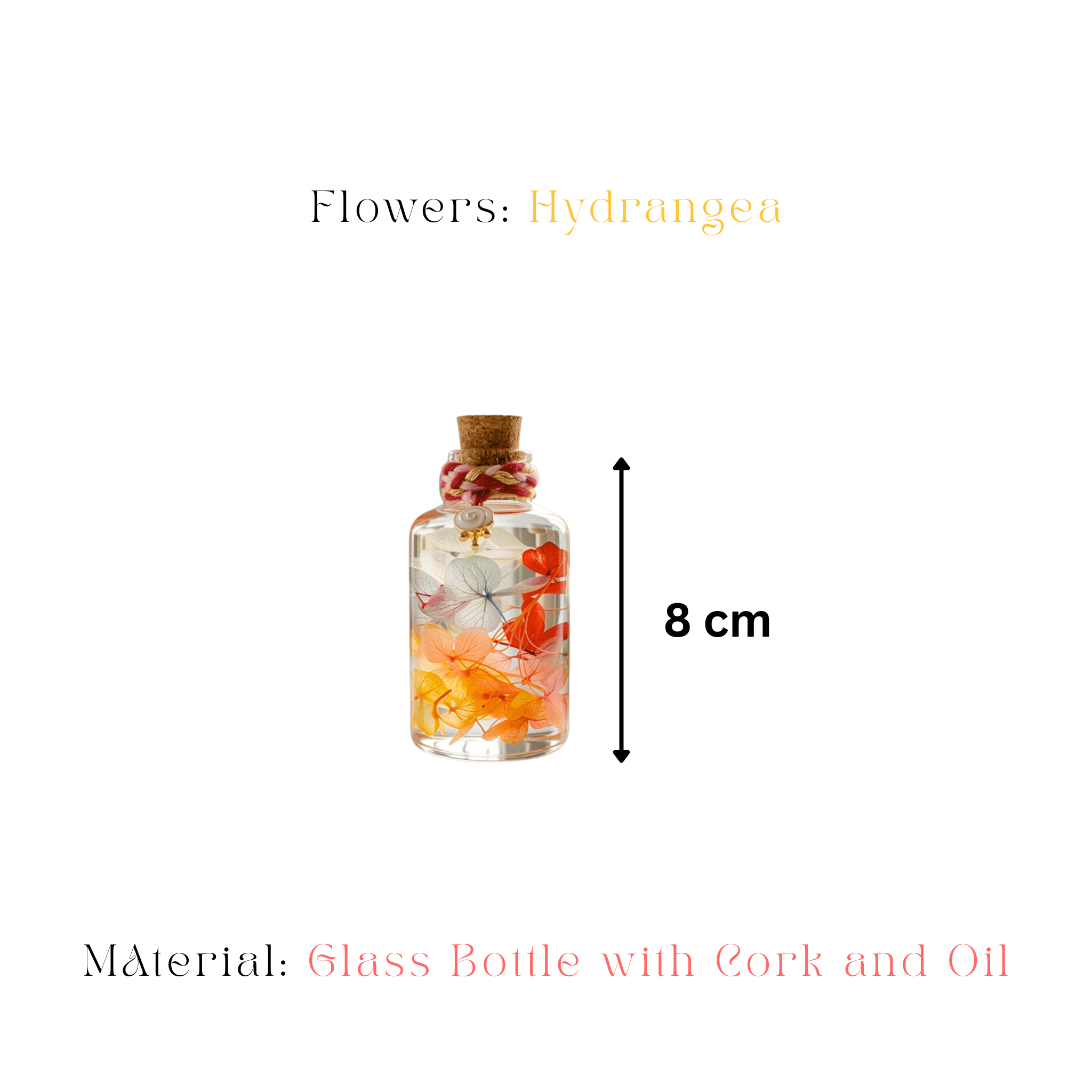Preserved warm-toned hydrangea bottle with braided twine