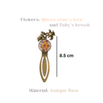 Antique bronze tulip crown bookmark with a botanical petal mix