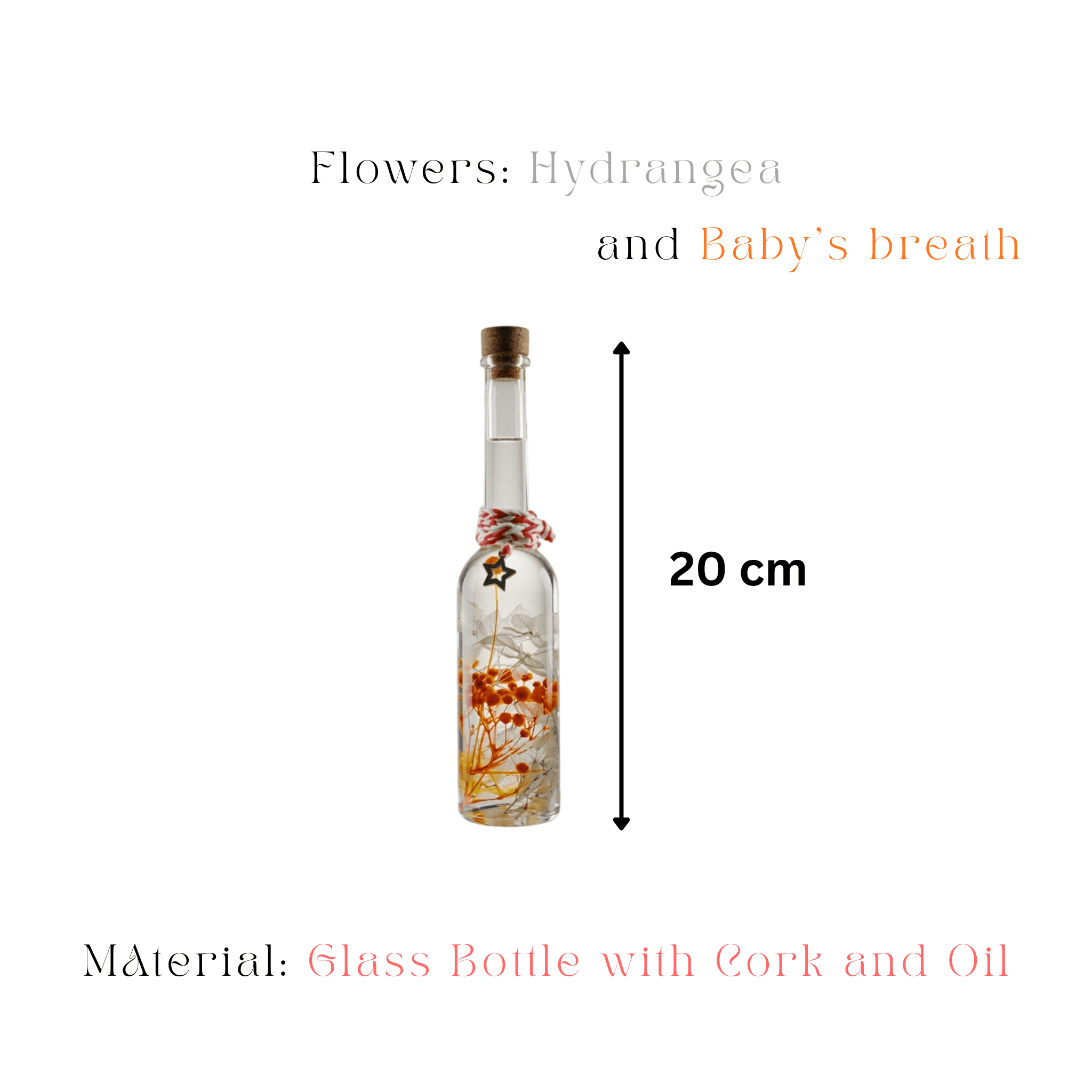 mystikfalls-winter-sun-star-vial Preserved flower bottle with star charm and red twine