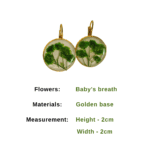 Elegant gold earrings with forest green floral design
