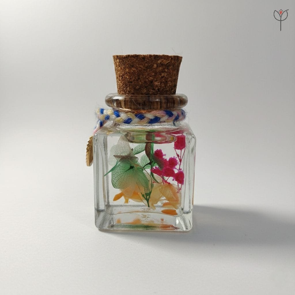 Glass bottle Morning Dew Glass Garden with real baby's breath