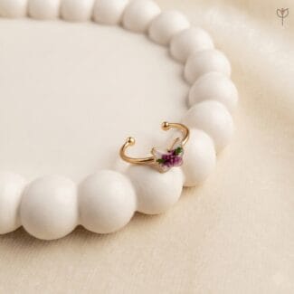 Real Queen Anne's Lace and fern preserved in a butterfly resin ring