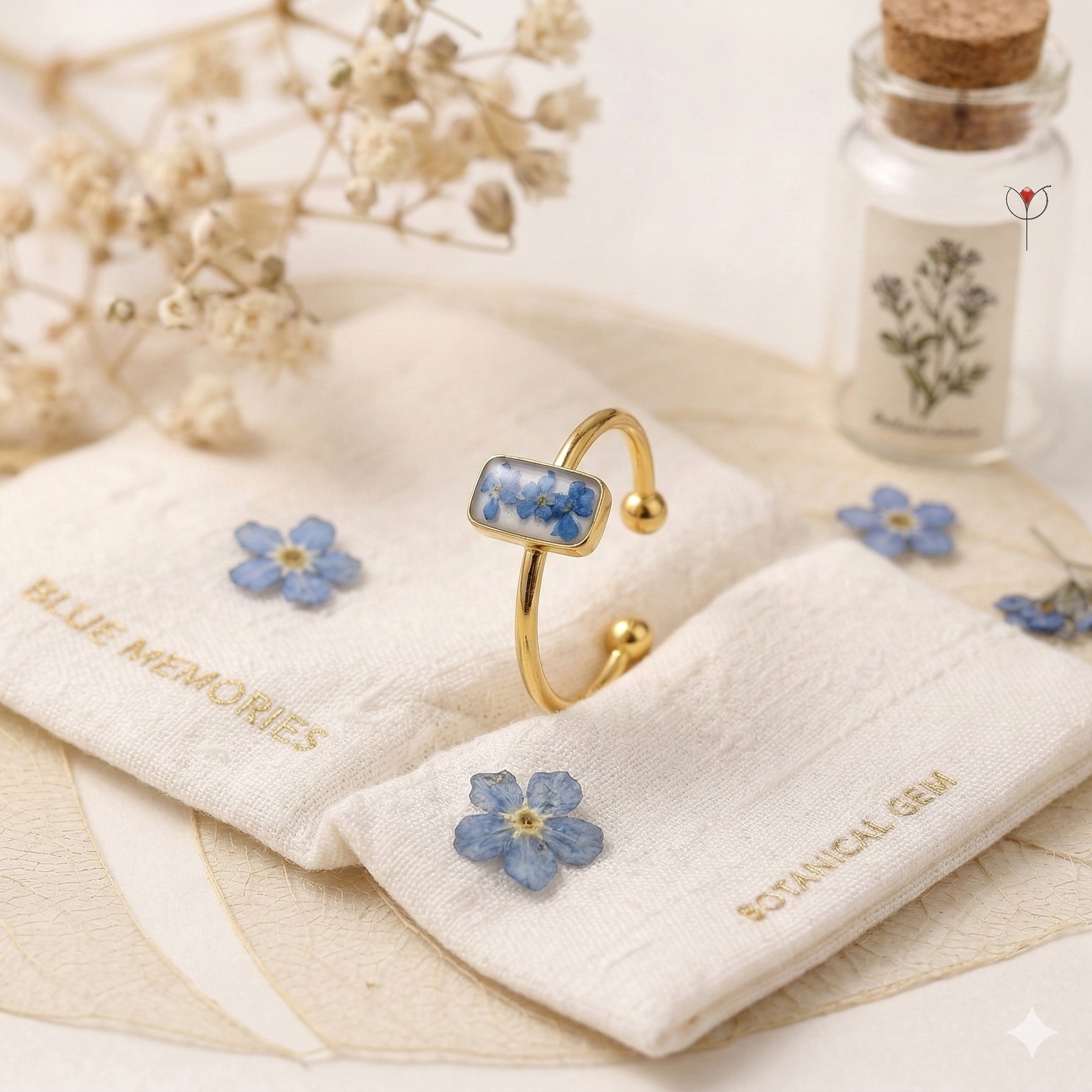 Autumn style resin ring with golden band