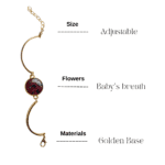 Handmade jewellery with real flowers and resin in a gold-plated bracelet