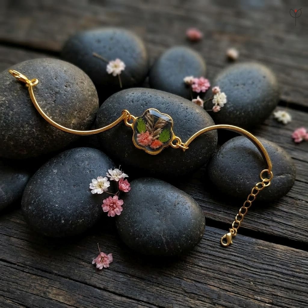 real-flower-jewelry-sincere-memories-bracelet Sincere Memories Bracelet made with real dried flowers and resin