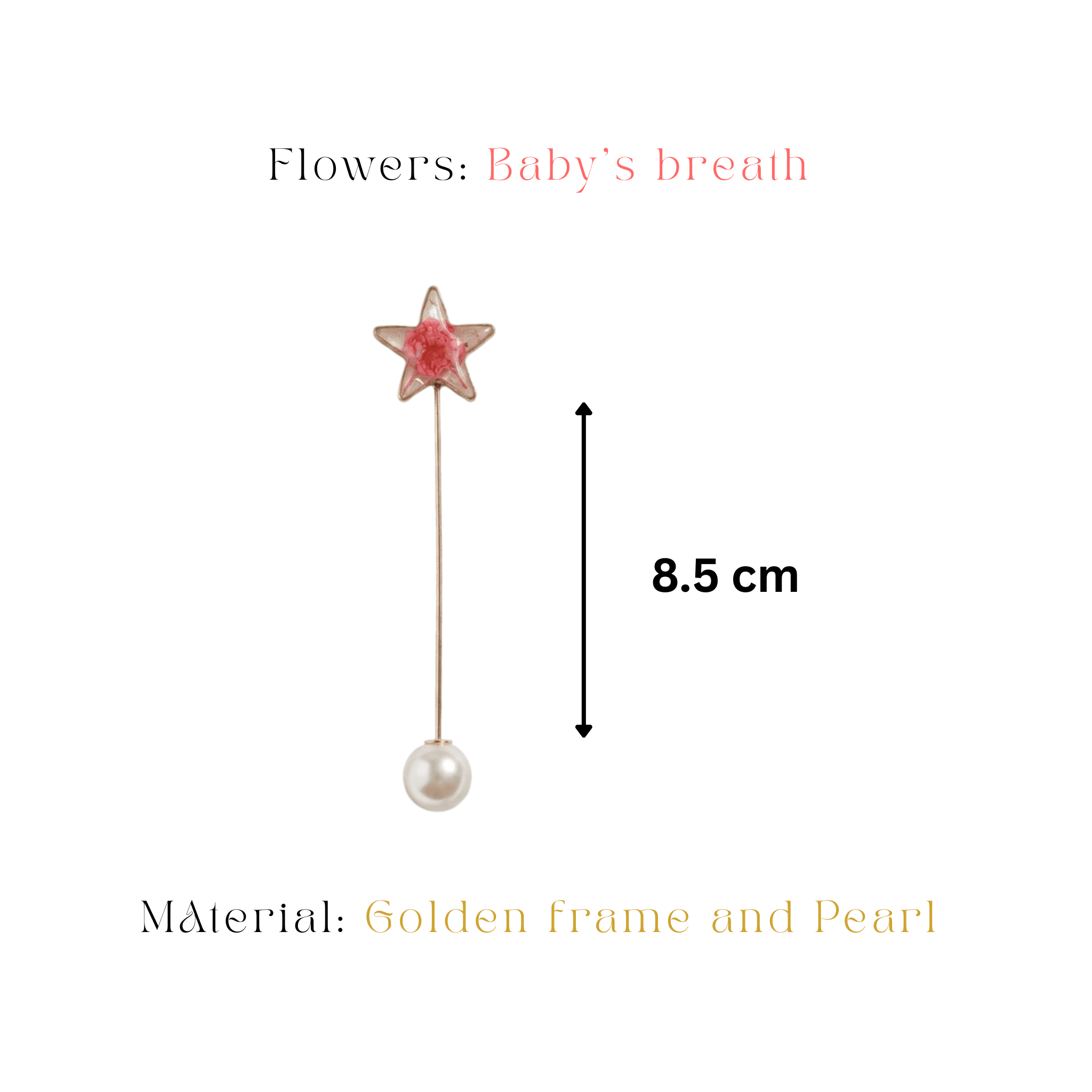 real-flower-wand-brooch Handcrafted Floral Wish Wand Brooch with preserved floral detail