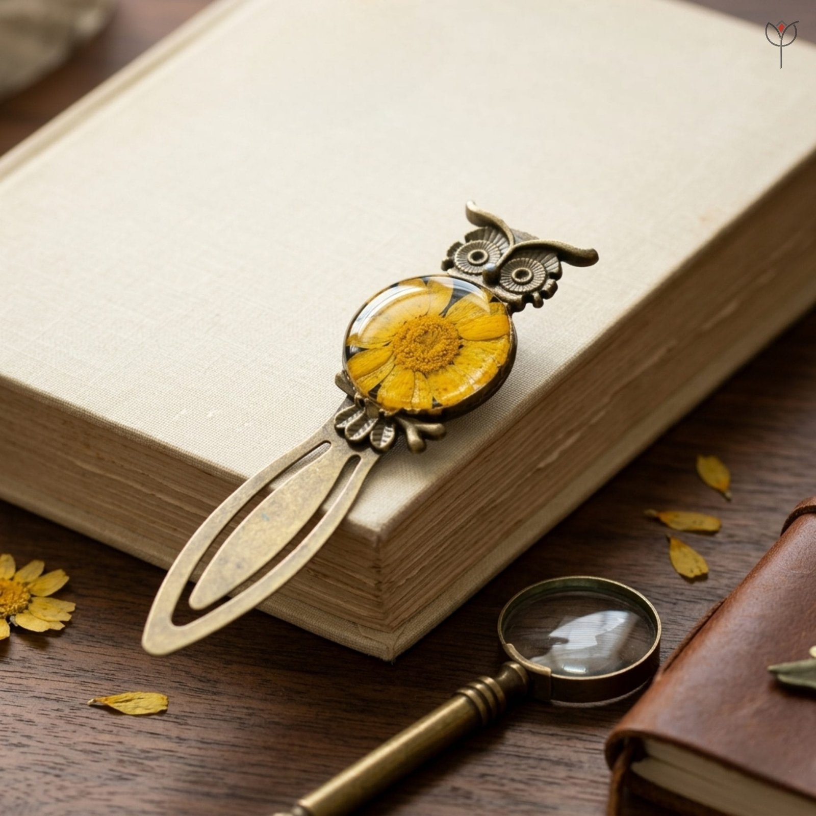 Handcrafted resin bookmark with an owl motif