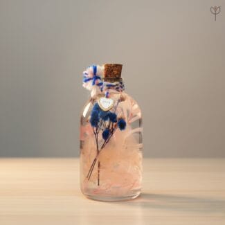 Soft Love Tone Glass Garden with preserved hydrangea, baby's breath