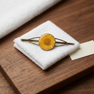 Sunny Daisy hair clip with real pressed yellow daisy