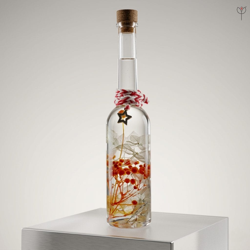 tall-glass-garden-red-and-white-flowers Red floral stems and translucent hydrangea in mineral oil