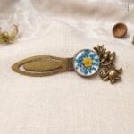 Close-up of Sapphire Sun bookmark showing the ornate bronze tulip crown