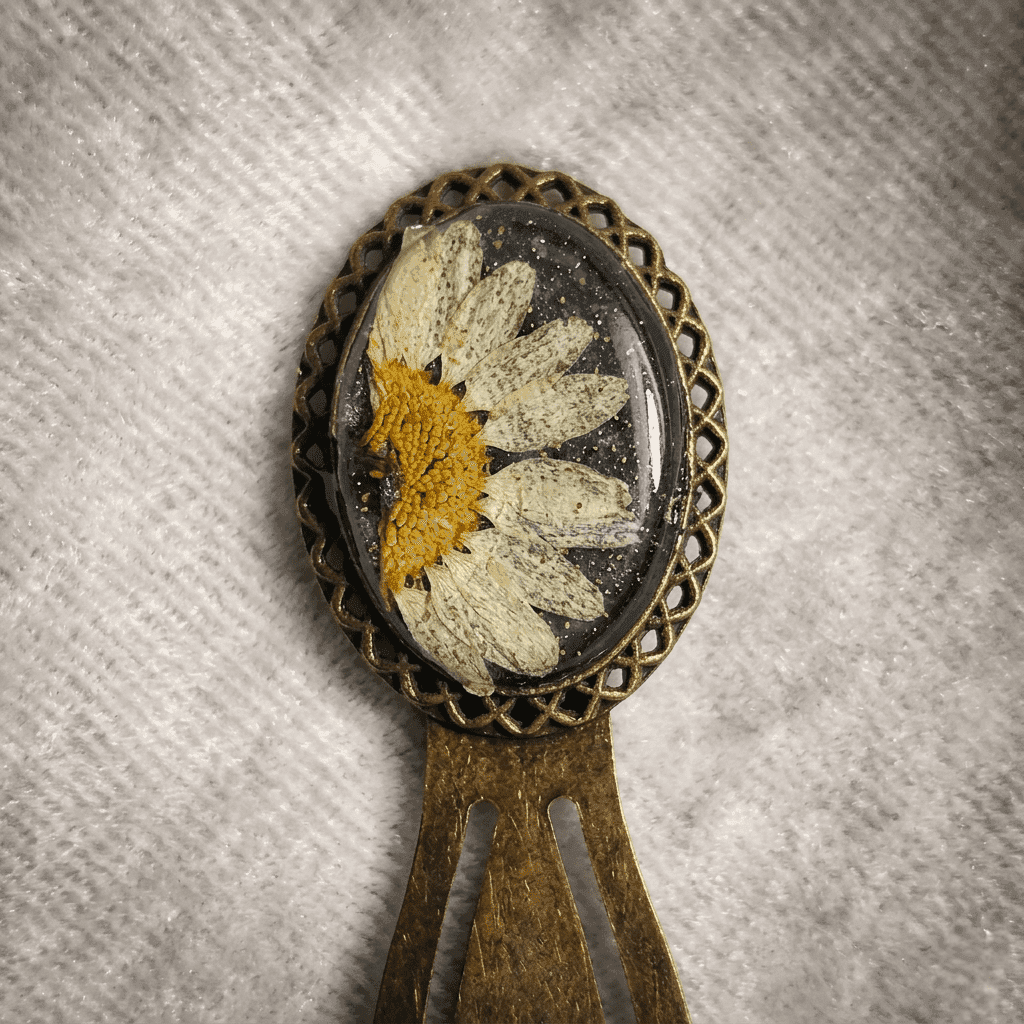 vintage-lattice-obsidian-orchid-marker Handcrafted resin bookmark with real flower
