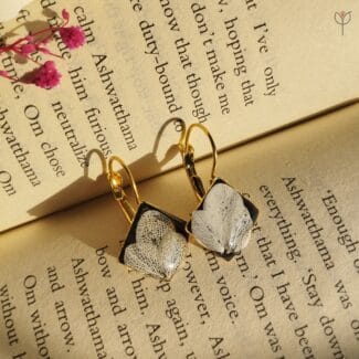 White hydrangea resin drop earrings