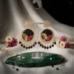 Handcrafted Dusk Daisy Kundan Jhumka with preserved Queen Anne's lace and pearls