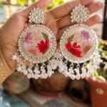Handcrafted Moonlit Meadow Jhumka with preserved botanicals