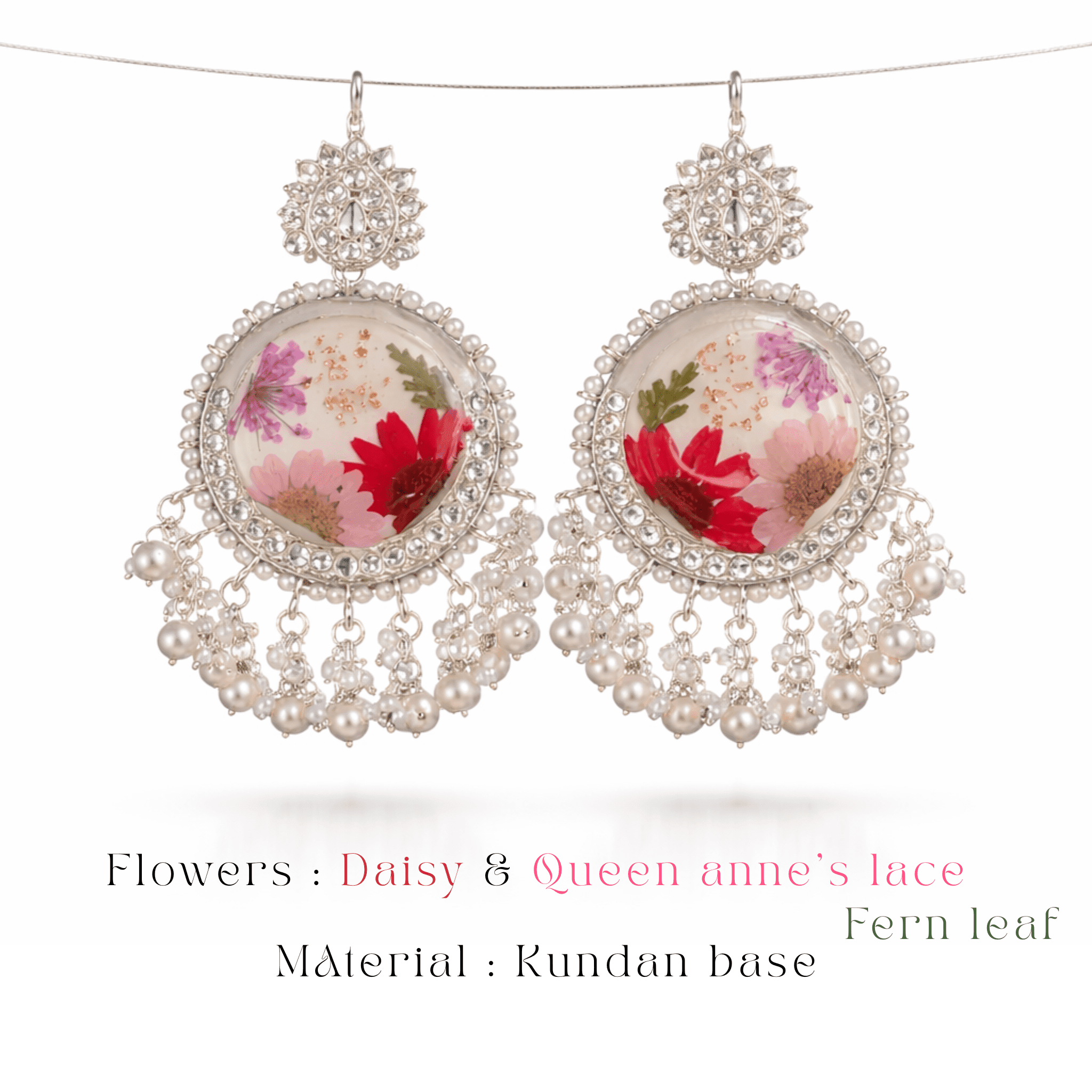 Moonlit Meadow Jhumka by MystikFalls showcasing elegant white resin