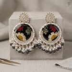 Noir Meadow Kundan Jhumka with real Daisy and Queen Anne’s Lace