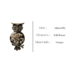 Sora owl floral ring handcrafted with preserved botanicals and antique