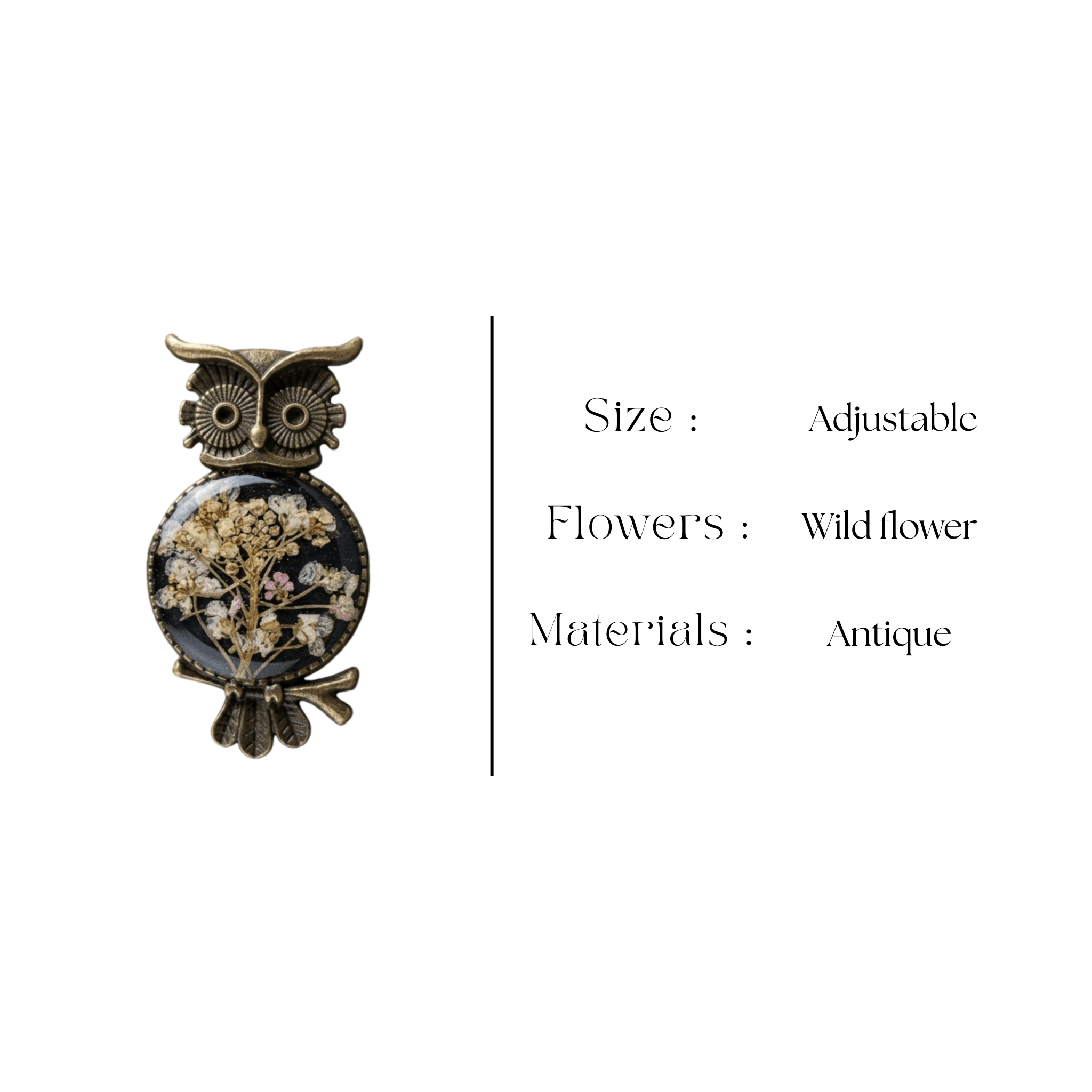 sora-owl-floral-ring-antique-brass Sora owl floral ring handcrafted with preserved botanicals and antique