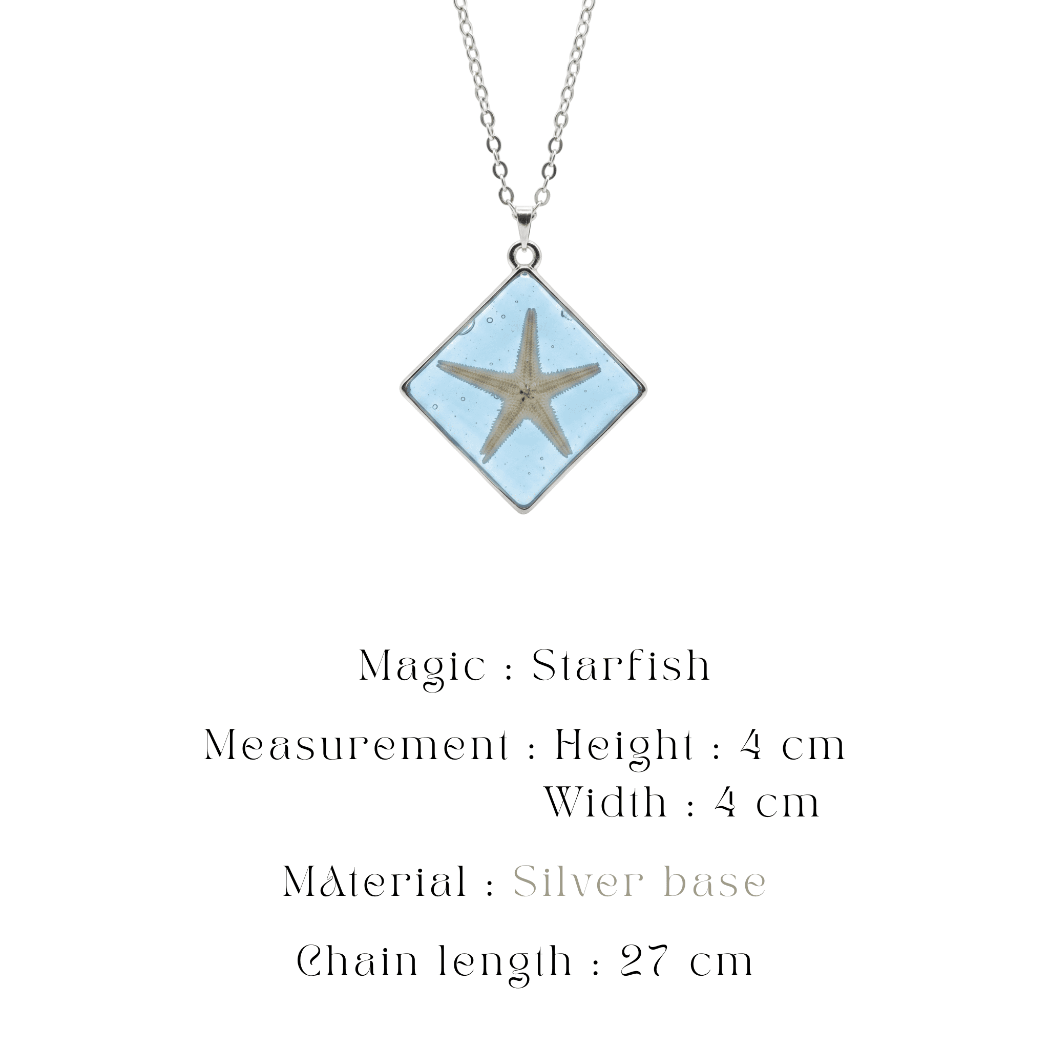 starfish-silver-resin-pendant Real starfish silver resin pendant necklace