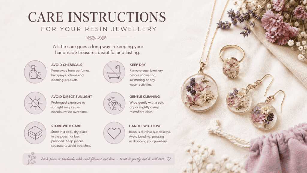 Care Resin jewellery instructions image