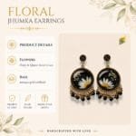 MystikFalls Meadow Noir Jhumkas Handcrafted botanical resin drop earrings featuring real dried daisy on black base