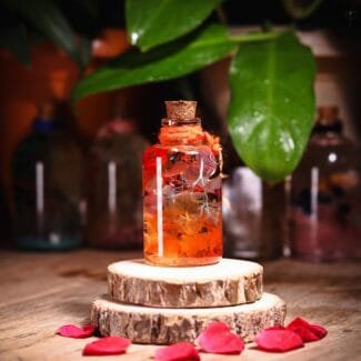 Golden Hour Glass Garden with real preserved golden flowers in mineral oil cork bottle by MystikFalls