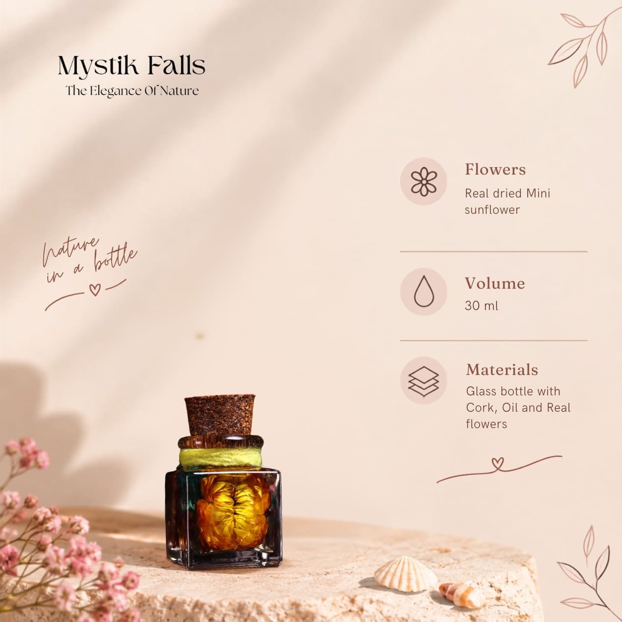 golden-solace-mini-sunflower-glass-garden-30ml-pocket-size Golden Solace Mini Sunflower Glass Garden 30ml pocket size glass bottle with real sunflower and natural sand
