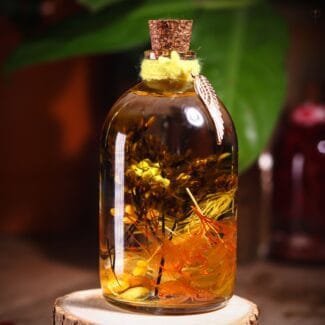 Honeyveil Glass Garden displayed as elegant preserved flower home decor on a wooden shelf