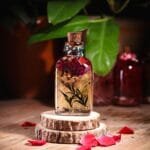 Miniature Botanical Glass Garden with real preserved flowers in mineral oil cork bottle by MystikFalls