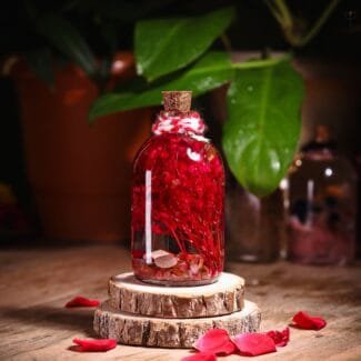 Pink Spellbound Glass Garden with real preserved pink flowers in mineral oil cork bottle by MystikFalls