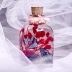 Rainbow Mist Glass Garden displayed as vibrant colourful preserved flower home decor on a bright shelf