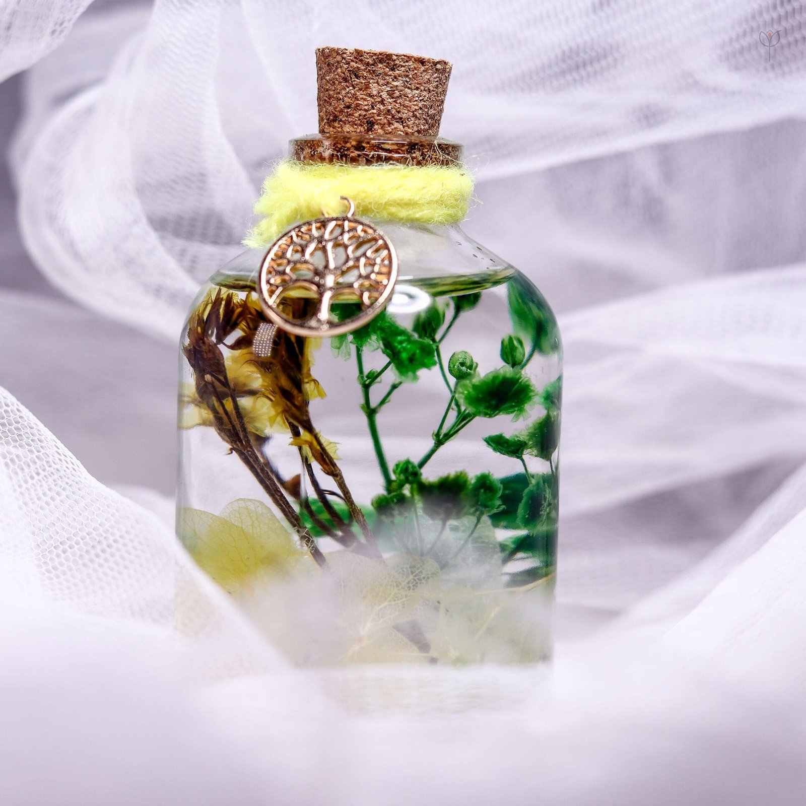 Sunlight On The Forest Glass Garden displayed as nature inspired earthy botanical home decor on a wooden shelf