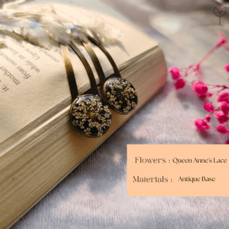 Close-up details of Anne Lace resin hair clips