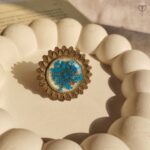 Antique Blue Lace ring with real Queen Anne’s Lace