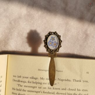 Second Thought bookmark with forget-me-not flowers