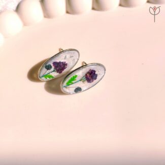 Tiny floral meadow earrings in resin